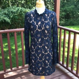 WAYF small banavi lace overlay long sleeve dress.